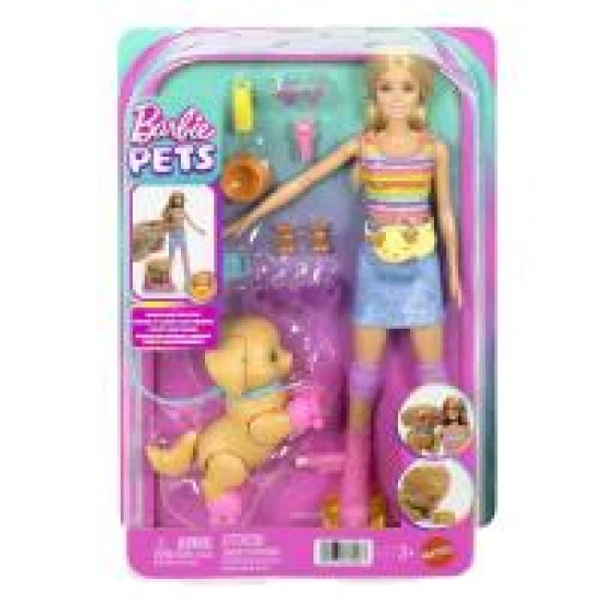 Mattel Barbie bábika s psíkom na korčuliach blondínka 25JMJ44