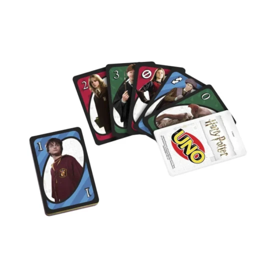 UNO Harry Potter kartová hra s postavami Harryho Pottera a špeciálnymi akčnými kartami.