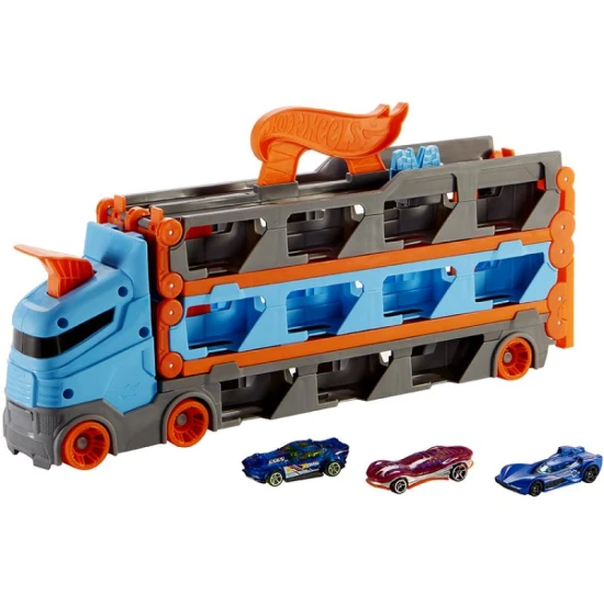 Hot Wheels Nadupaný ťahač s autami a pretekárskou dráhou.