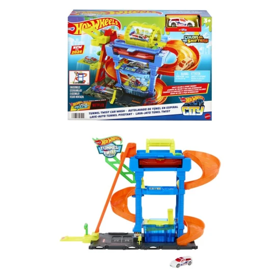 Hot Wheels City Color Shifters Autoumyváreň s otočným tunelom a meniacimi sa farbami