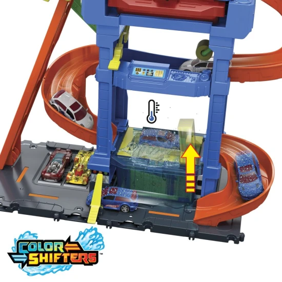 Hot Wheels City Color Shifters Autoumyváreň s otočným tunelom a meniacimi sa farbami