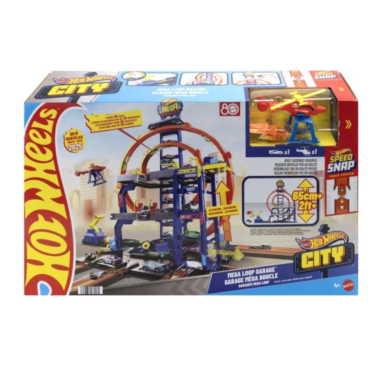 Hot Wheels City Maxi garáž s tromi poschodiami, odpaľovačom a funkčnou umývačkou