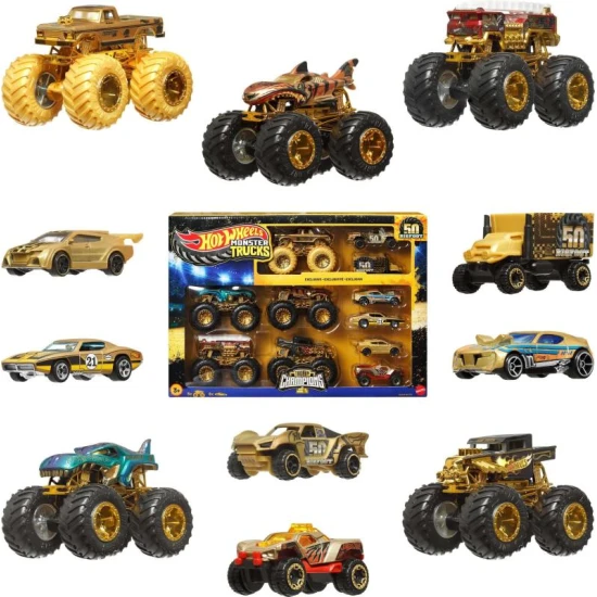 Mattel HW Monster Trucks Bigfoot 50. výročie set angličákov & truckov