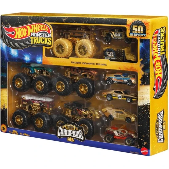 Mattel HW Monster Trucks Bigfoot 50. výročie set angličákov & truckov