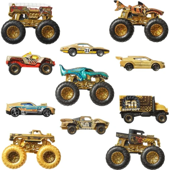 Mattel HW Monster Trucks Bigfoot 50. výročie set angličákov & truckov