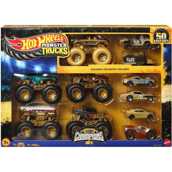Mattel HW Monster Trucks Bigfoot 50. výročie set angličákov & truckov