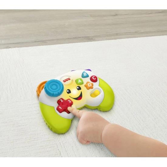 Fisher-Price® herný ovládač pre bábätká a batoľatá s pohyblivým joystickom, tlačidlami ABCD a číslami, ktoré aktivujú hudbu a svetlá