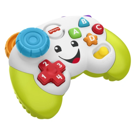 Fisher-Price® herný ovládač pre bábätká a batoľatá s pohyblivým joystickom, tlačidlami ABCD a číslami, ktoré aktivujú hudbu a svetlá