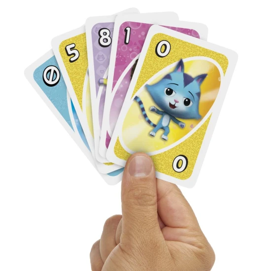 UNO Junior Gabinin kúzelný domček kartová hra pre deti s postavami z Gabininho kúzelného domčeka