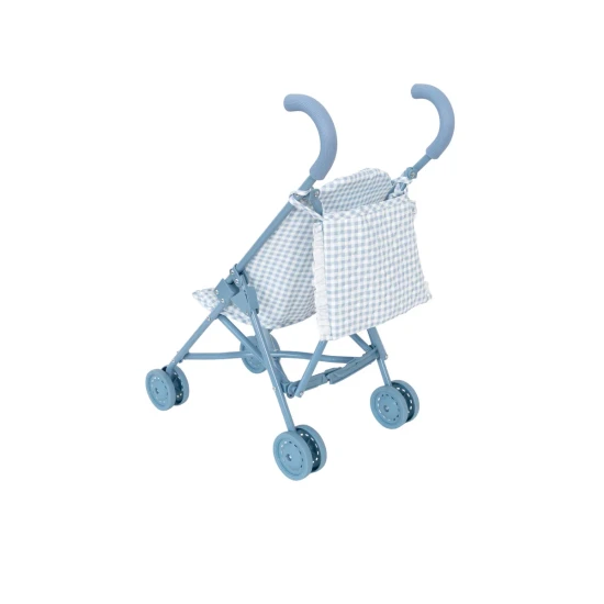 Skladací kočík pre bábiky Blue Gingham - Monnëka TT-104125