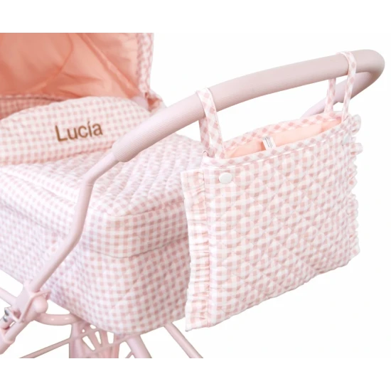 Retro kočík pre bábiky Pink Gingham - Monnëka TT-94036