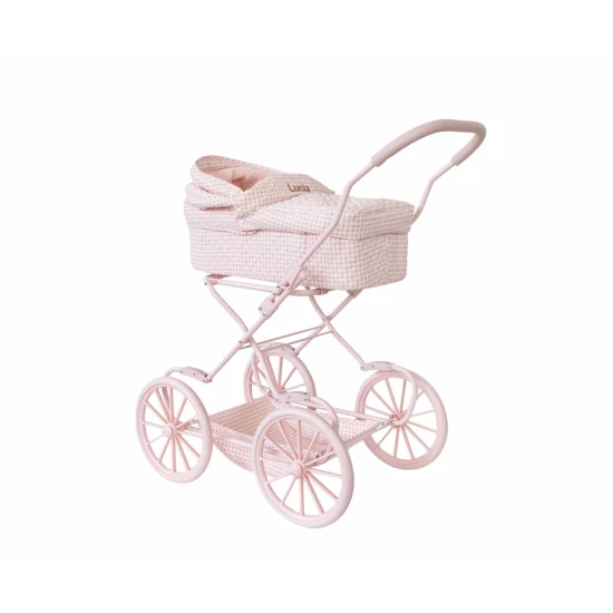Retro kočík pre bábiky Pink Gingham - Monnëka TT-94036