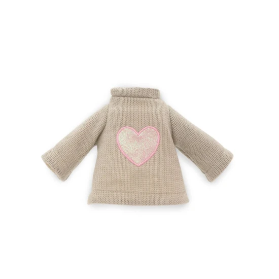 Lucky Doggy oblečenie pre psíka Pink Heart – ružové šaty, sivý svetrík so srdiečkom a ružová mašľa pre plyšového psíka