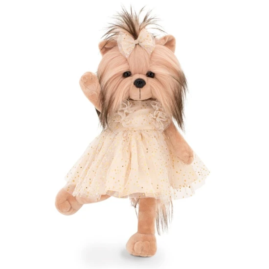 Plyšový psík yorkšírka Lucky Doggy Yoyo Starlight v zlatých tylových šatách s mašličkou