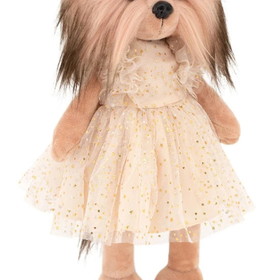 Plyšový psík yorkšírka Lucky Doggy Yoyo Starlight v zlatých tylových šatách s mašličkou