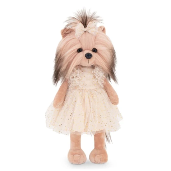 Plyšový psík yorkšírka Lucky Doggy Yoyo Starlight v zlatých tylových šatách s mašličkou