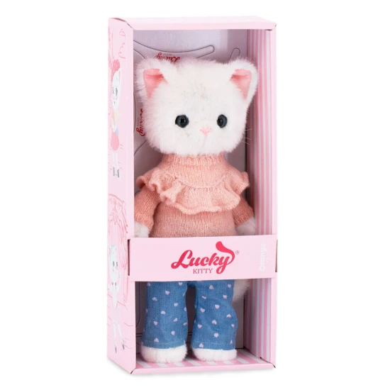 Lucky Kitty Plyšová mačička Sophie - Denim Hearts