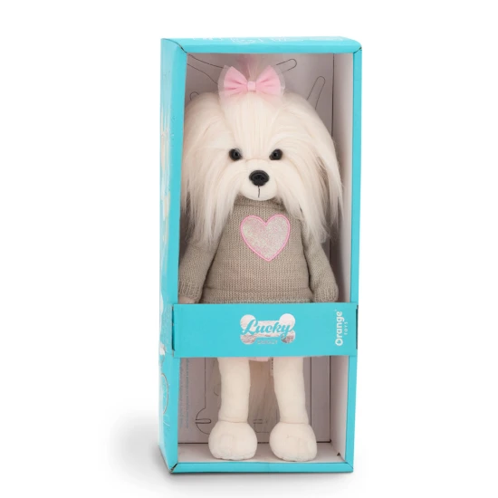 Lucky Doggy Plyšový psík Maltézska fenka - Mimi Pink Heart Orange Toys