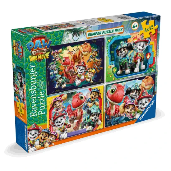 Puzzle Labková Patrola: Dinosaurí film 4x42 dielikov – Ravensburger 24120043676