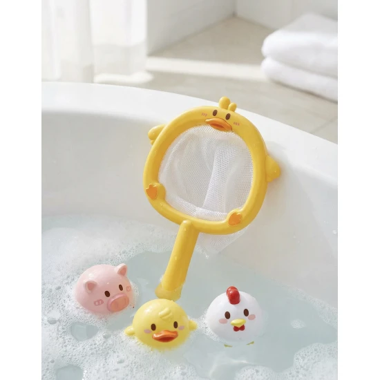 Hračky na potápanie + podberák Farma – veselé zvieratká do vane