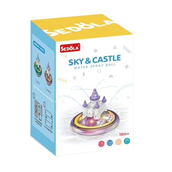 Striekacia hračka do vody Hrad fialový – kúzelná fontánka do vane