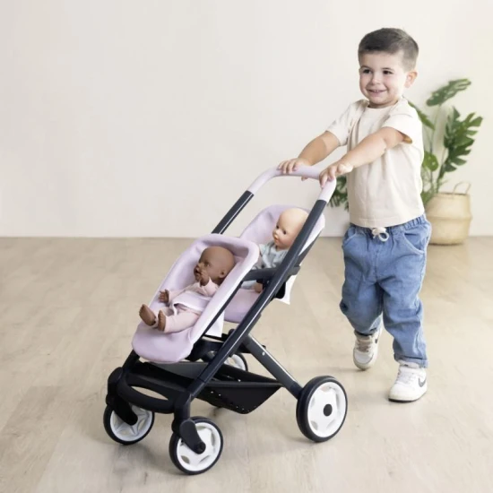 Športový kočík pre bábiky dvojčatá Maxi Cosi svetloružový