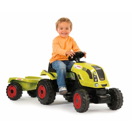 Šliapací traktor CLAAS zelený s vozíkom