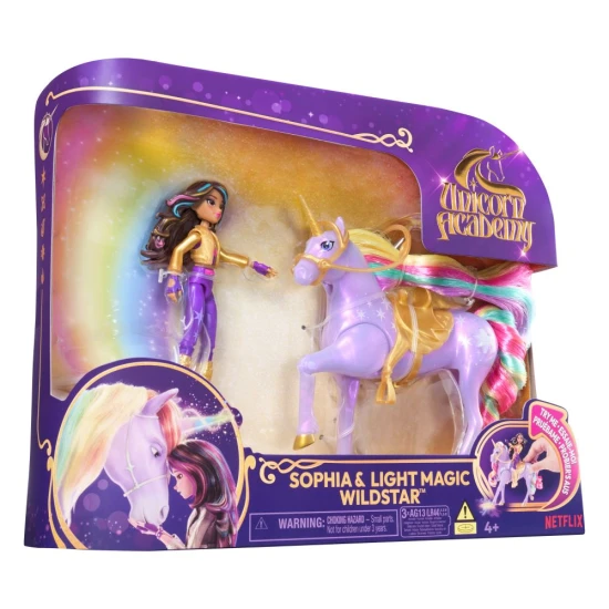 Unicorn Academy Svetelný Jednorožec a Figúrka 11 cm Sophia & Wildstar – Spin Master 106067325
