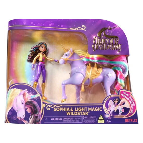 Unicorn Academy Svetelný Jednorožec a Figúrka 11 cm Sophia & Wildstar – Spin Master 106067325