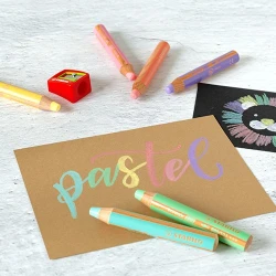 Pastelky Woody pastelové a strúhadlo 3in1 6ks