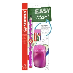 Školský set ružový pre pravákov so strúhadlom a gumou STABILO EASYgraph