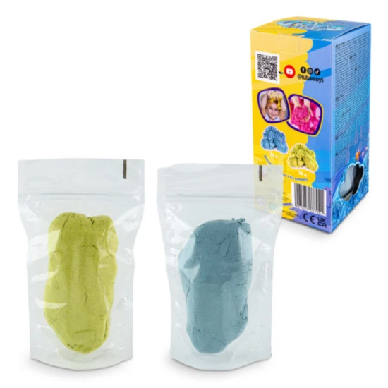 Fluffy piesok 2 x 70g modrá a žltá 