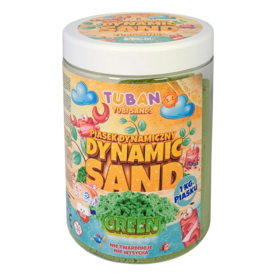 Dynamický piesok zelenej farby. Balenie 1 kg.