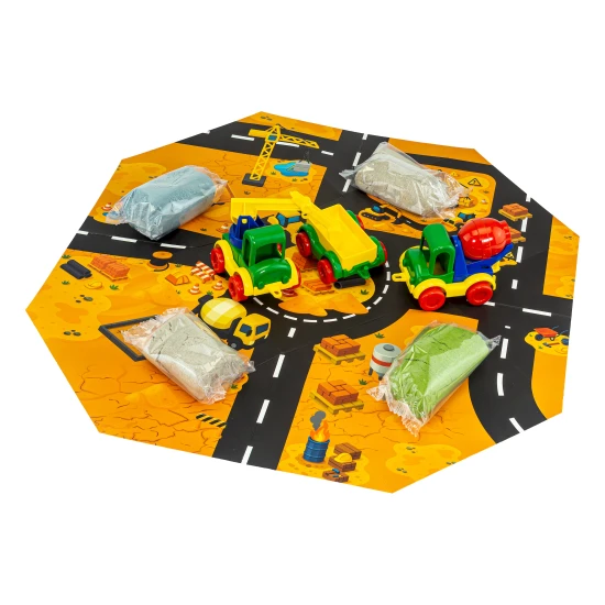 Sada dynamického a fluffy piesku Stavba TUBAN s vozidlami Wader