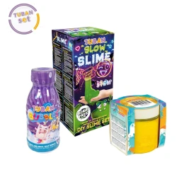 Set Jiggly Bublifuk 250 ml, Jiggly Slime Sliz perleťovo zlatý 100 g a DIY Slime Sada na výrobu slizu Glow in the dark