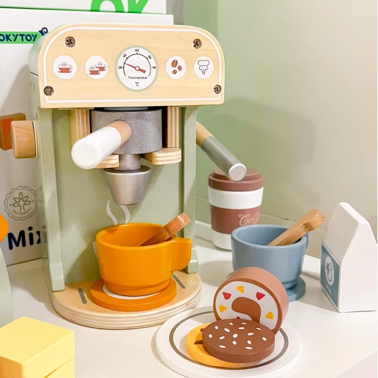 Drevený kávovar pre deti Pastel