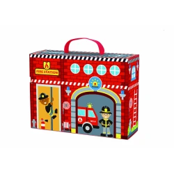 Požiarna stanica s dráhou v kufríku 18 ks