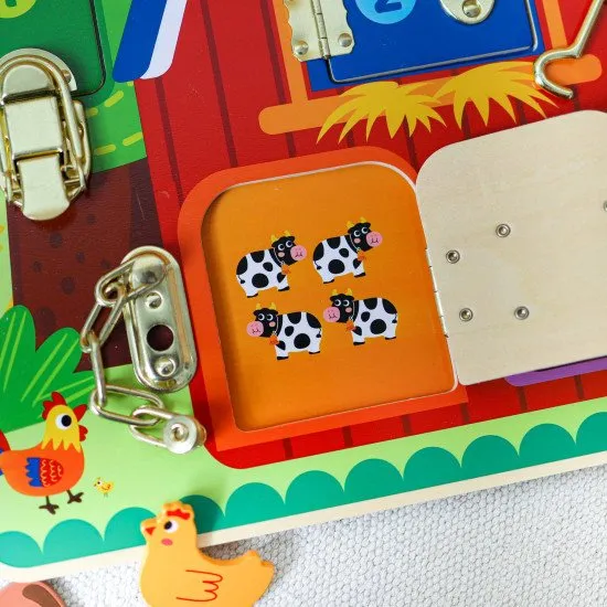 Aktivity board pre deti so zámkami Farma