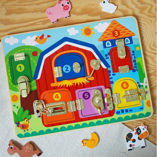 Aktivity board pre deti so zámkami Farma