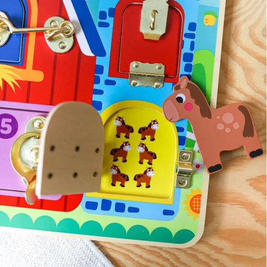 Aktivity board pre deti so zámkami Farma