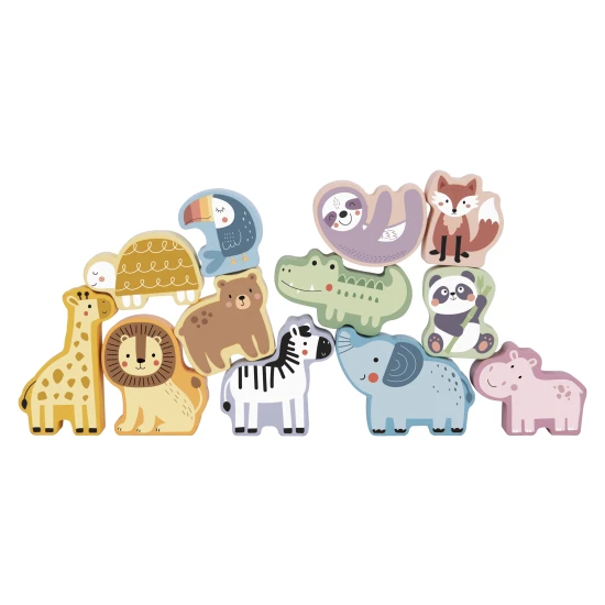 Drevená balančná hra pre deti Zvieratá Pastel Tooky Toy