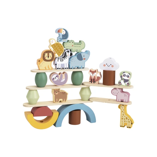 Drevená balančná hra pre deti Zvieratá Pastel Tooky Toy