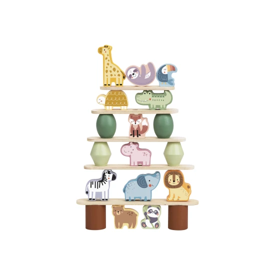 Drevená balančná hra pre deti Zvieratá Pastel Tooky Toy
