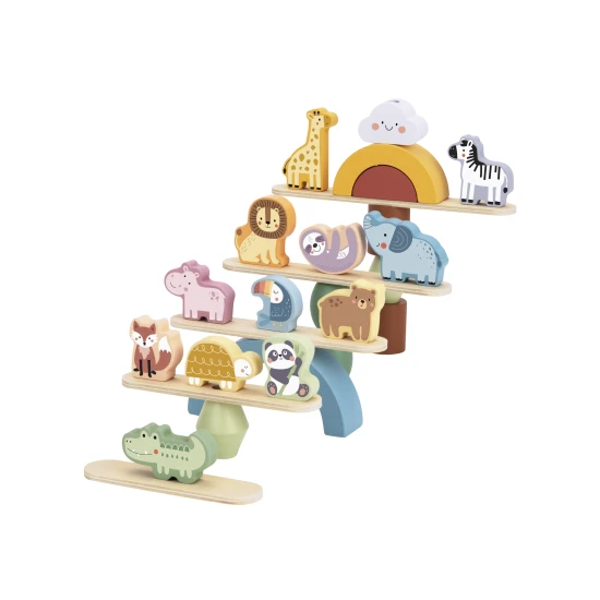 Drevená balančná hra pre deti Zvieratá Pastel Tooky Toy
