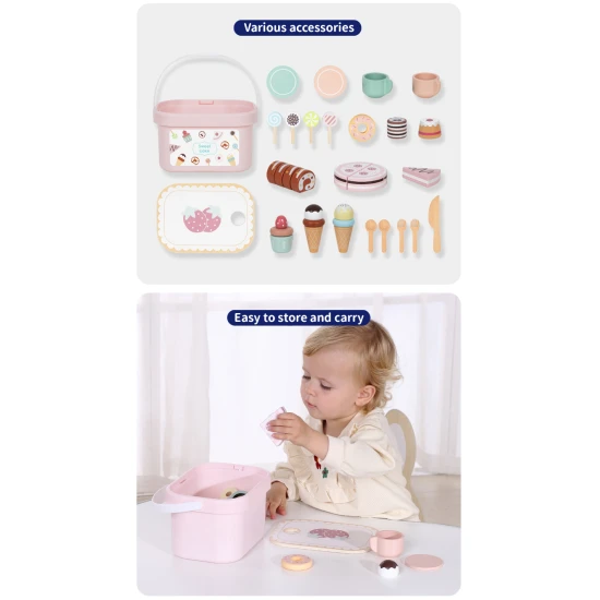 Drevený čajový set dezerty