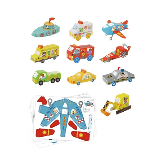 Kreatívna súprava 3D papierové modely Dopravné prostriedky Tookyland