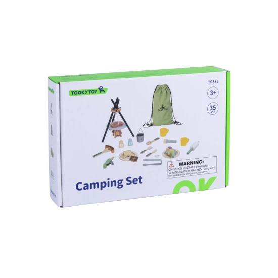 Piknik set Tooky Toy – drevená detská súprava s potravinami a riadom