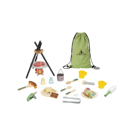 Piknik set Tooky Toy – drevená detská súprava s potravinami a riadom