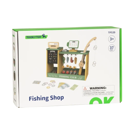 Obchod Rybárske potreby Tooky Toy – drevený set s udicou, rybkami a doplnkami pre deti