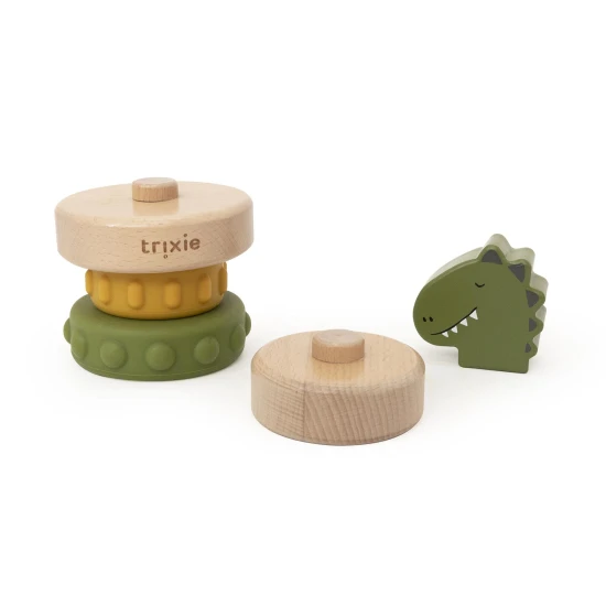 Drevená stohovacia veža so silikónom Dinosaurus – Trixie 36-356